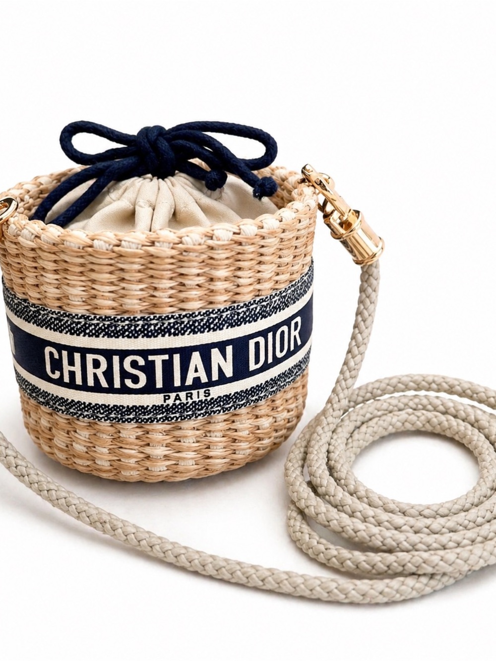 Christian Dior Mini Woven Straw Crossbody Bag